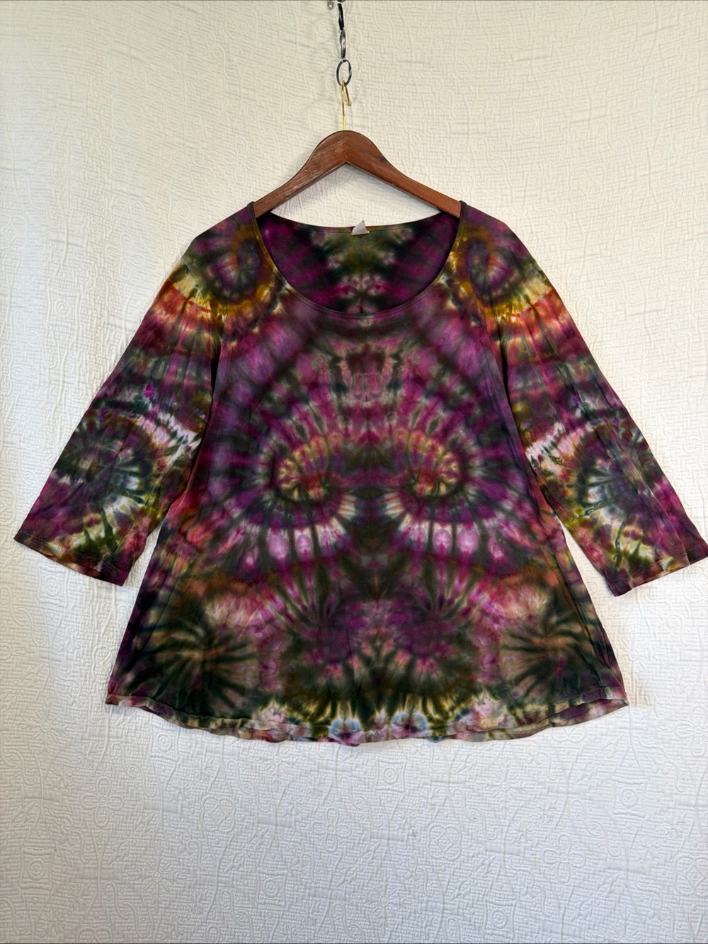 Dharma Trading Co 2XL Tie Dye 100 Cotton Shirt CA USA Vintage Purple Cozy Lounge